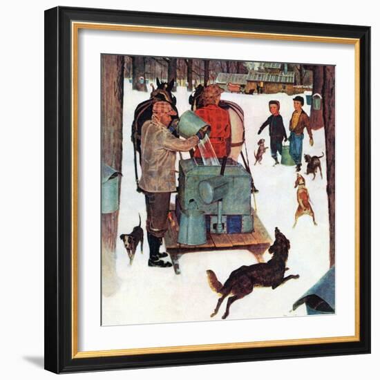 "Maple Syrup Time in Vermont," February 17, 1945-Mead Schaeffer-Framed Giclee Print