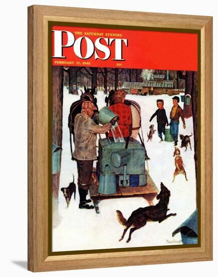 "Maple Syrup Time in Vermont," Saturday Evening Post Cover, February 17, 1945-Mead Schaeffer-Framed Premier Image Canvas