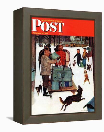 "Maple Syrup Time in Vermont," Saturday Evening Post Cover, February 17, 1945-Mead Schaeffer-Framed Premier Image Canvas