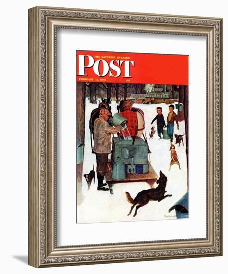 "Maple Syrup Time in Vermont," Saturday Evening Post Cover, February 17, 1945-Mead Schaeffer-Framed Giclee Print