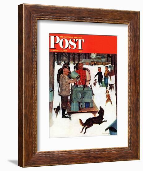 "Maple Syrup Time in Vermont," Saturday Evening Post Cover, February 17, 1945-Mead Schaeffer-Framed Giclee Print