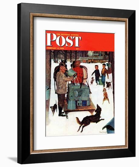 "Maple Syrup Time in Vermont," Saturday Evening Post Cover, February 17, 1945-Mead Schaeffer-Framed Giclee Print