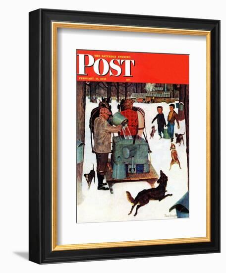 "Maple Syrup Time in Vermont," Saturday Evening Post Cover, February 17, 1945-Mead Schaeffer-Framed Giclee Print