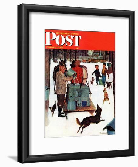 "Maple Syrup Time in Vermont," Saturday Evening Post Cover, February 17, 1945-Mead Schaeffer-Framed Giclee Print