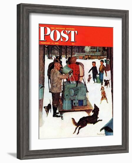 "Maple Syrup Time in Vermont," Saturday Evening Post Cover, February 17, 1945-Mead Schaeffer-Framed Giclee Print