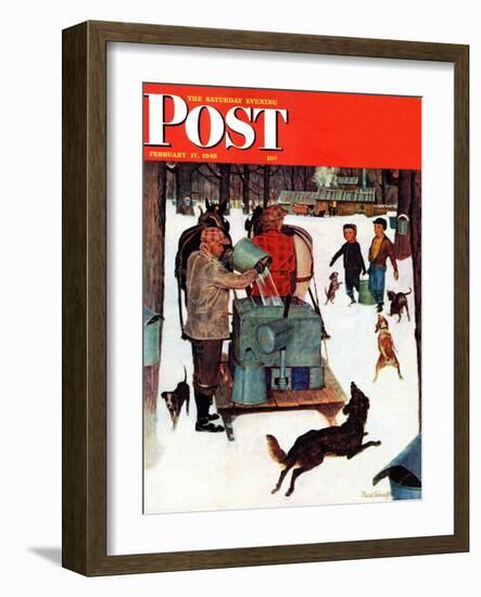 "Maple Syrup Time in Vermont," Saturday Evening Post Cover, February 17, 1945-Mead Schaeffer-Framed Giclee Print