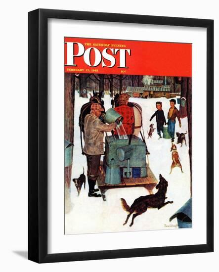 "Maple Syrup Time in Vermont," Saturday Evening Post Cover, February 17, 1945-Mead Schaeffer-Framed Giclee Print