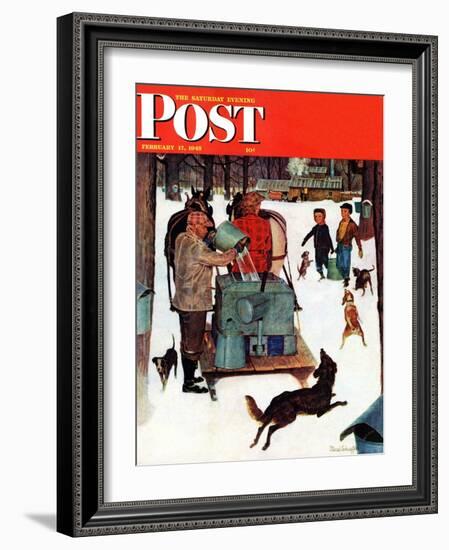 "Maple Syrup Time in Vermont," Saturday Evening Post Cover, February 17, 1945-Mead Schaeffer-Framed Giclee Print