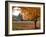 Maple Trees in Full Autumn Color and Barn in Background, Wax Orchard Road, Vashon Island, USA-Aaron McCoy-Framed Photographic Print