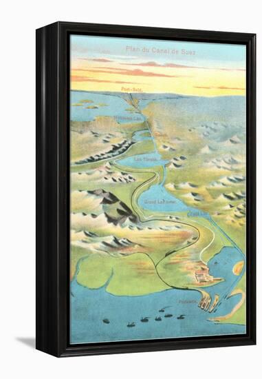Mapof the Suez Canal-null-Framed Stretched Canvas