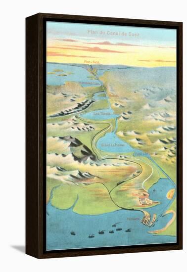 Mapof the Suez Canal-null-Framed Stretched Canvas