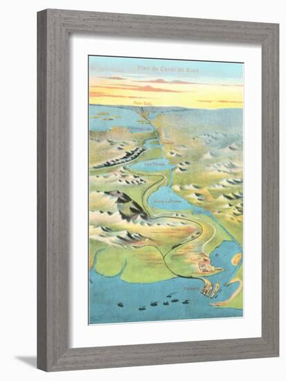 Mapof the Suez Canal-null-Framed Art Print