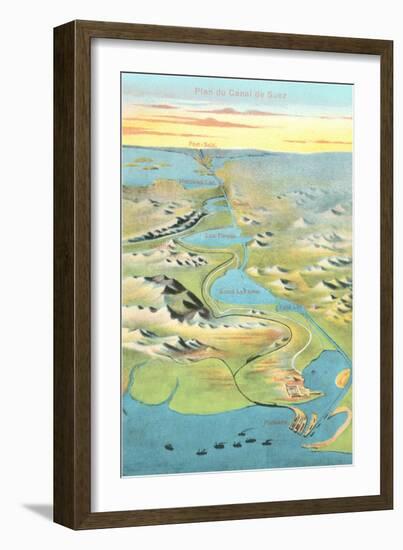 Mapof the Suez Canal-null-Framed Art Print