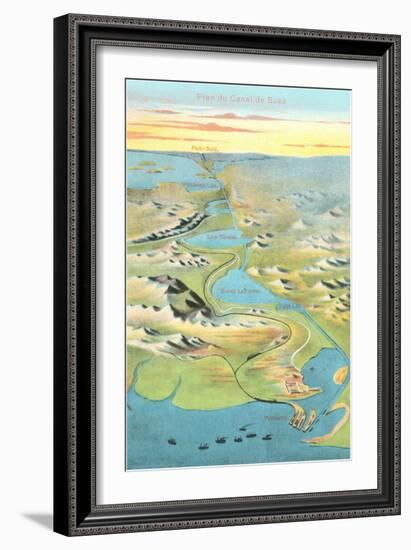 Mapof the Suez Canal-null-Framed Art Print