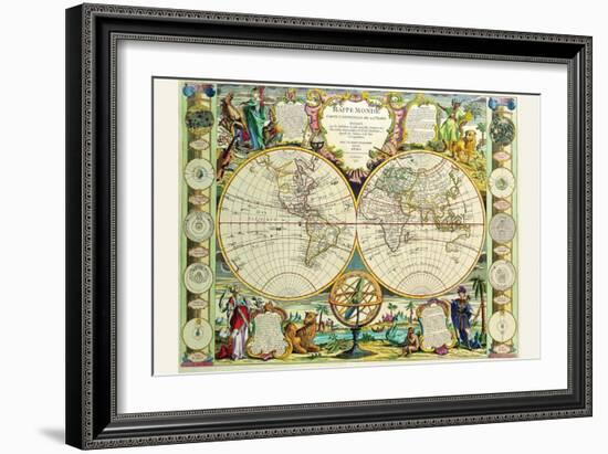 Mappa Monde Carte Universelle De La Terre-Jean Baptiste Nolin-Framed Art Print