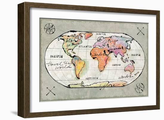 Mapped Shorelines I Neutral-Sue Schlabach-Framed Art Print