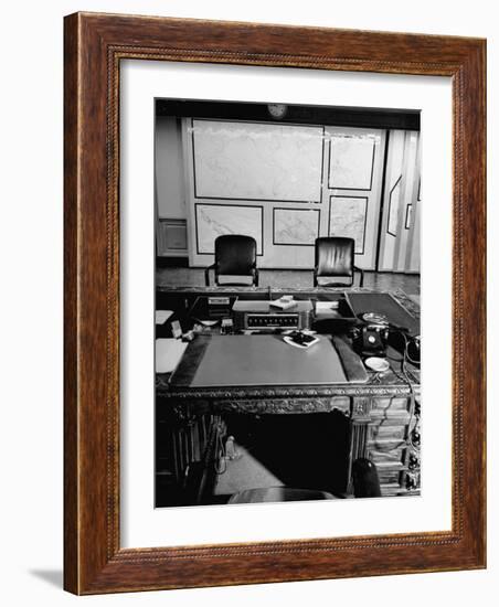 Maps and Furniture in Office That is Part of Suite of the Highest Ranking Officer at the Pentagon-Myron Davis-Framed Photographic Print