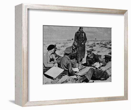 'Maps and plans are spread on the sand', 1942 (1944)-Unknown-Framed Photographic Print