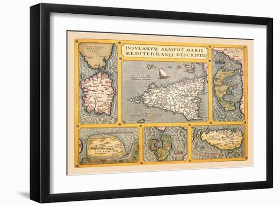 Maps of Italian Islands-Abraham Ortelius-Framed Art Print