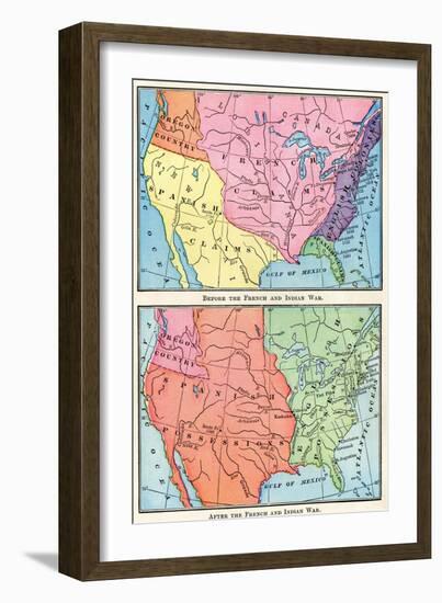 Maps of North American Colonies Before and after the French and Indian War, c.1700-null-Framed Giclee Print