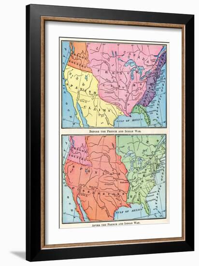 Maps of North American Colonies Before and after the French and Indian War, c.1700-null-Framed Giclee Print