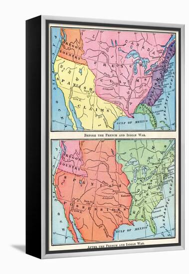 Maps of North American Colonies Before and after the French and Indian War, c.1700-null-Framed Premier Image Canvas