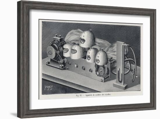 Marage's Machine to Simulate the Sounds and Mouth Shapes Created by Saying the Five Vowels-Poyet-Framed Art Print