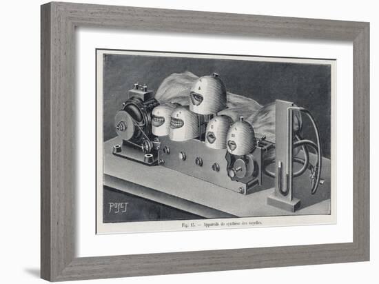 Marage's Machine to Simulate the Sounds and Mouth Shapes Created by Saying the Five Vowels-Poyet-Framed Art Print