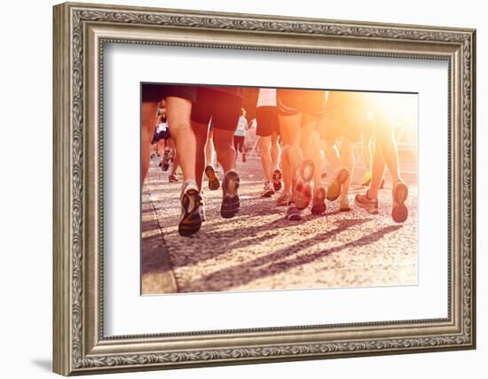 Marathon Running Race People Competing in Fitness and Healthy Active Lifestyle Feet on Road-warrengoldswain-Framed Photographic Print