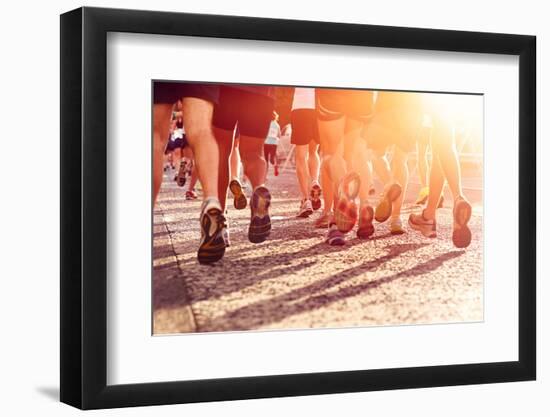 Marathon Running Race People Competing in Fitness and Healthy Active Lifestyle Feet on Road-warrengoldswain-Framed Photographic Print