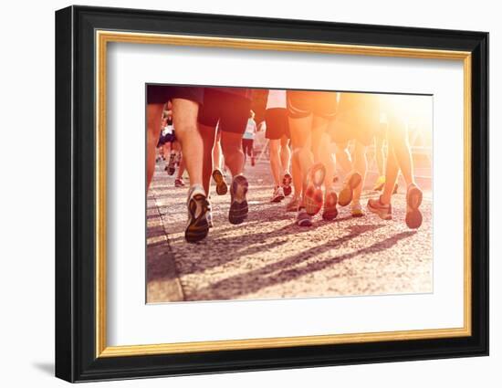 Marathon Running Race People Competing in Fitness and Healthy Active Lifestyle Feet on Road-warrengoldswain-Framed Photographic Print