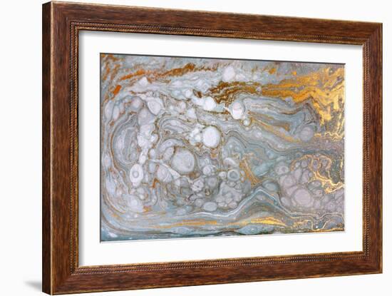 Marble Abstract Acrylic Background. Nature Marbling Artwork Texture. Gold Glitter.-Ana Babii-Framed Art Print