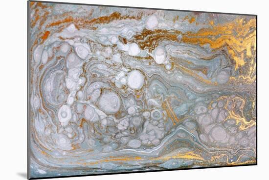 Marble Abstract Acrylic Background. Nature Marbling Artwork Texture. Gold Glitter.-Ana Babii-Mounted Art Print