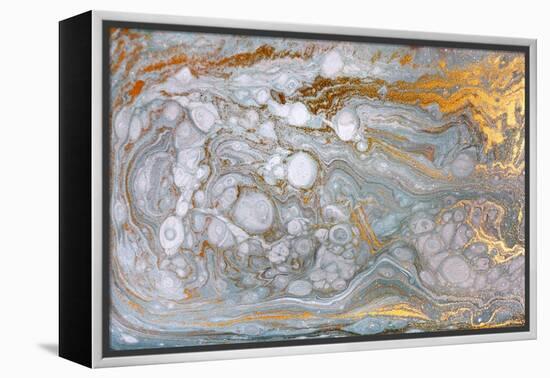 Marble Abstract Acrylic Background. Nature Marbling Artwork Texture. Gold Glitter.-Ana Babii-Framed Stretched Canvas