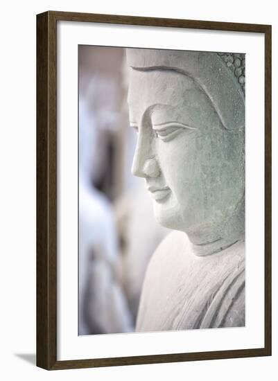 Marble Buddha Images Waiting to Be Finished at a Stone Carver's in Amarapura-Lee Frost-Framed Photographic Print