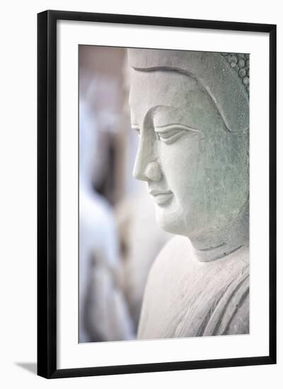 Marble Buddha Images Waiting to Be Finished at a Stone Carver's in Amarapura-Lee Frost-Framed Photographic Print