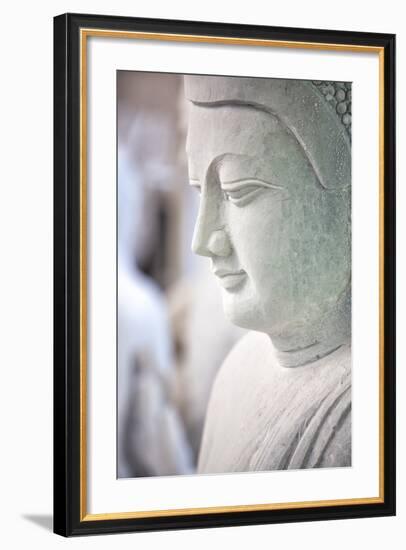 Marble Buddha Images Waiting to Be Finished at a Stone Carver's in Amarapura-Lee Frost-Framed Photographic Print