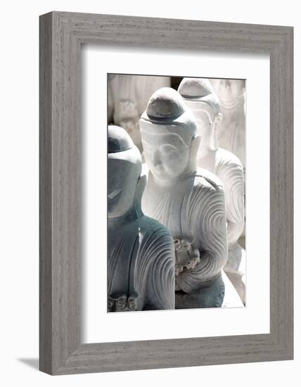 Marble Buddha Images Waiting to Be Finished at a Stone Carver's in Amarapura-Lee Frost-Framed Photographic Print