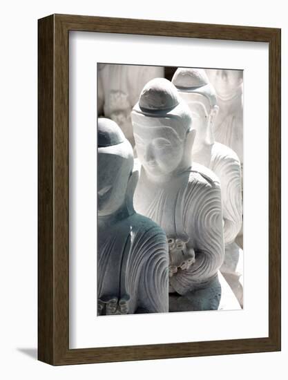 Marble Buddha Images Waiting to Be Finished at a Stone Carver's in Amarapura-Lee Frost-Framed Photographic Print