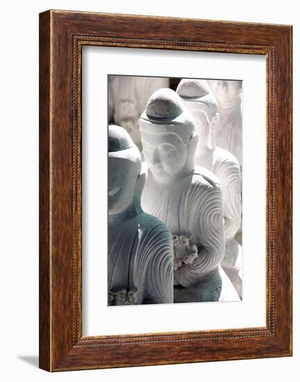 Marble Buddha Images Waiting to Be Finished at a Stone Carver's in Amarapura-Lee Frost-Framed Photographic Print