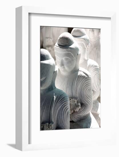 Marble Buddha Images Waiting to Be Finished at a Stone Carver's in Amarapura-Lee Frost-Framed Photographic Print