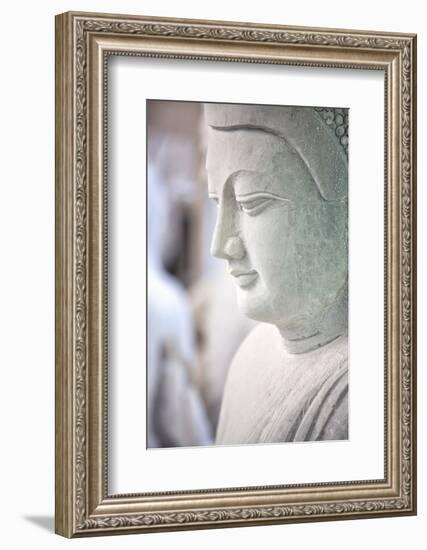 Marble Buddha Images Waiting to Be Finished at a Stone Carver's in Amarapura-Lee Frost-Framed Photographic Print