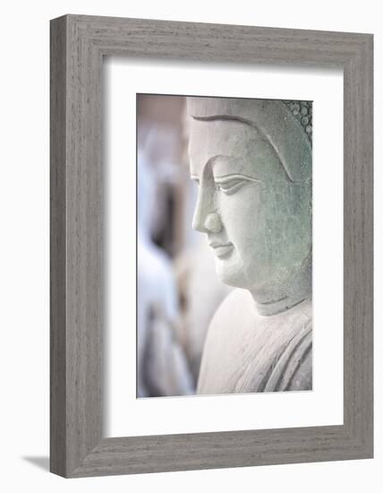 Marble Buddha Images Waiting to Be Finished at a Stone Carver's in Amarapura-Lee Frost-Framed Photographic Print