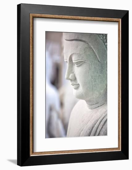 Marble Buddha Images Waiting to Be Finished at a Stone Carver's in Amarapura-Lee Frost-Framed Photographic Print