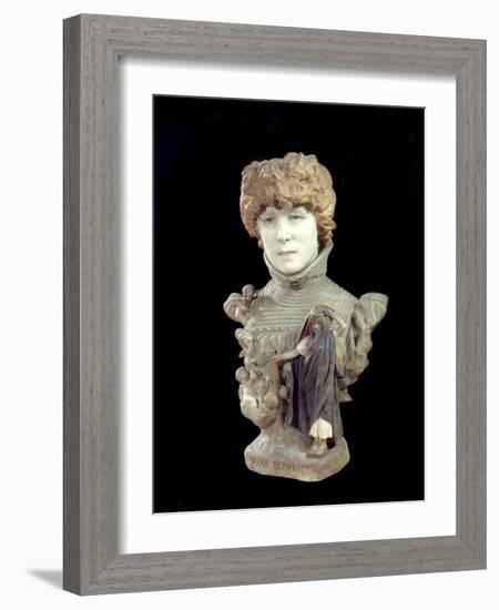 Marble Bust of Comedian Henriette Rosine Bernard Called Sarah Bernhardt (1844-1923). Sculpture by J-Jean Leon Gerome-Framed Giclee Print