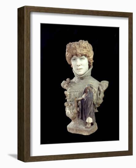 Marble Bust of Comedian Henriette Rosine Bernard Called Sarah Bernhardt (1844-1923). Sculpture by J-Jean Leon Gerome-Framed Giclee Print