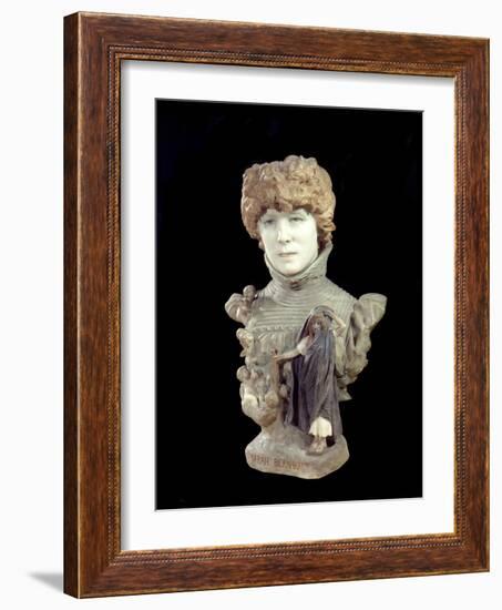 Marble Bust of Comedian Henriette Rosine Bernard Called Sarah Bernhardt (1844-1923). Sculpture by J-Jean Leon Gerome-Framed Giclee Print