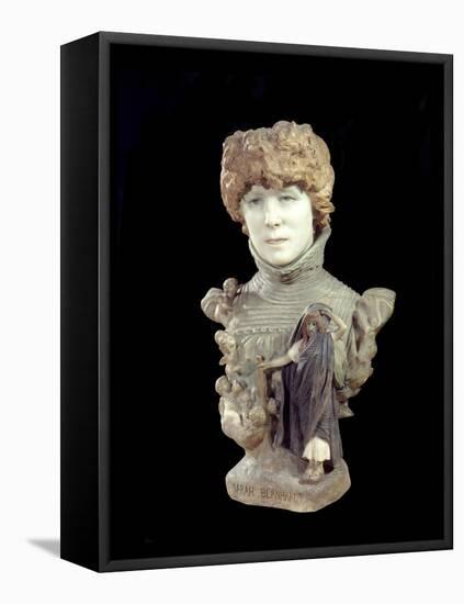 Marble Bust of Comedian Henriette Rosine Bernard Called Sarah Bernhardt (1844-1923). Sculpture by J-Jean Leon Gerome-Framed Premier Image Canvas