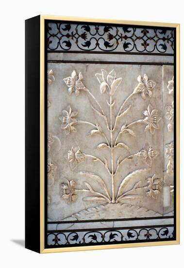 Marble Carving of Formalised Lily, Taj Mahal, Agra, India, 17th Century-null-Framed Premier Image Canvas