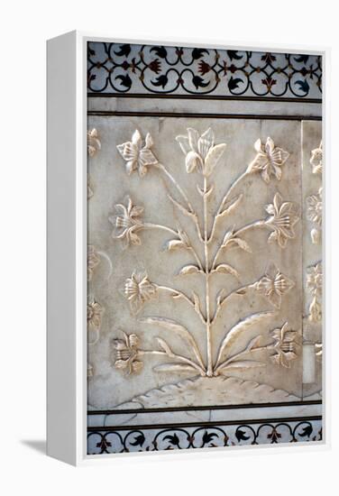 Marble Carving of Formalised Lily, Taj Mahal, Agra, India, 17th Century-null-Framed Premier Image Canvas